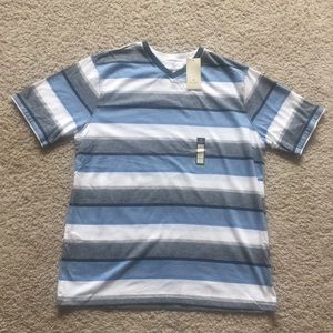 NWT Men's Haggar V-neck T-shirt Blue and White